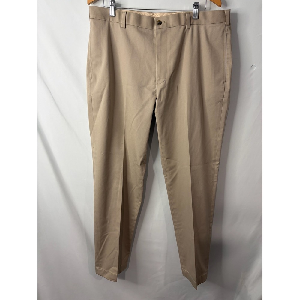 Brooks Brothers Dress Pants Mens 37x32 Beige Advantage Slacks Pleated Clark Tan